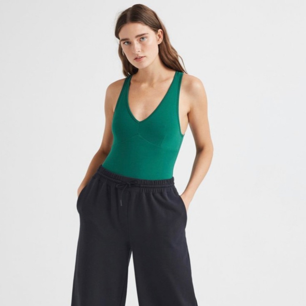 Richer Poorer Bodysuit tank -evergreen